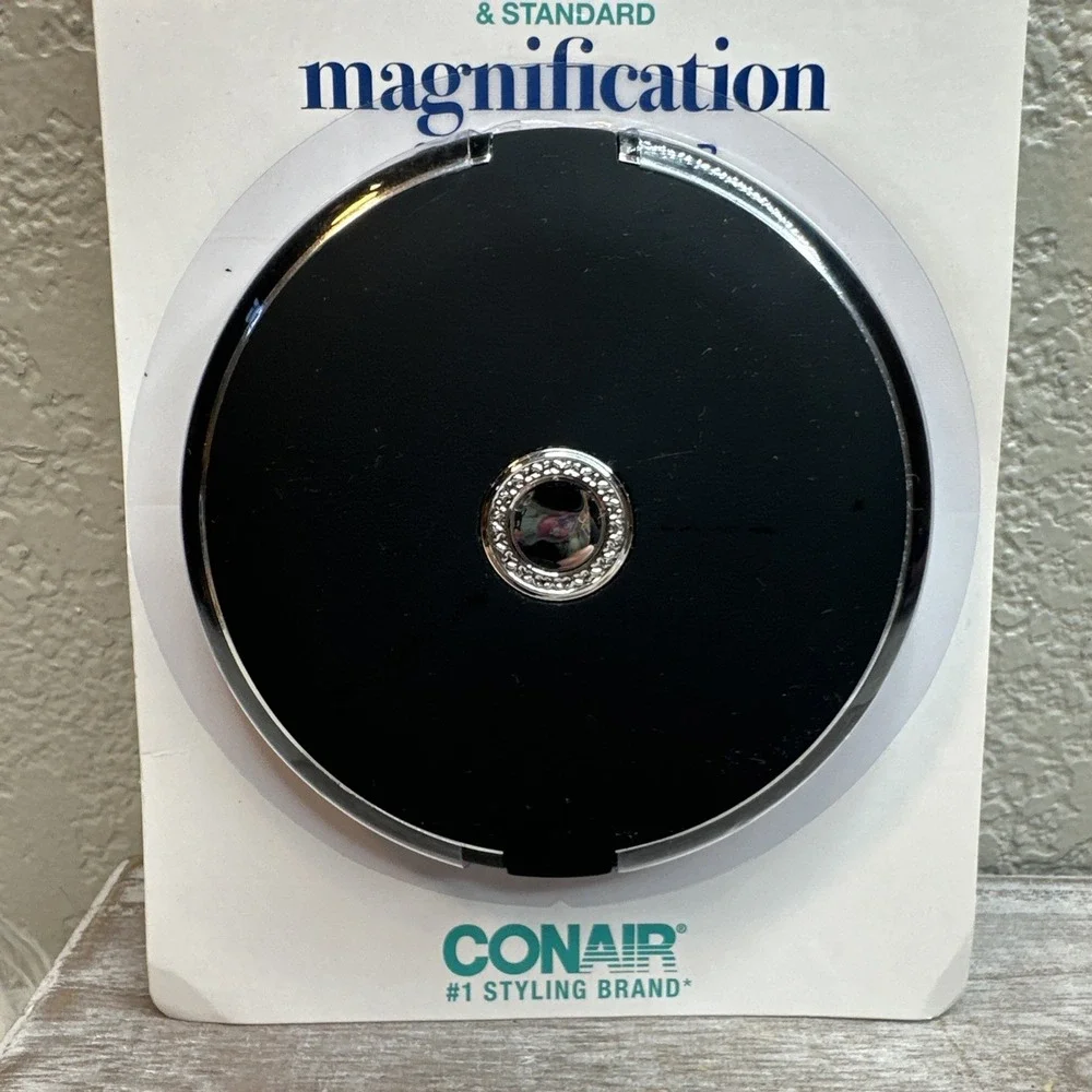 $21 🌙 Conair 7x Magnification Compact Mirror Black 1-Piece Diamond Styling New